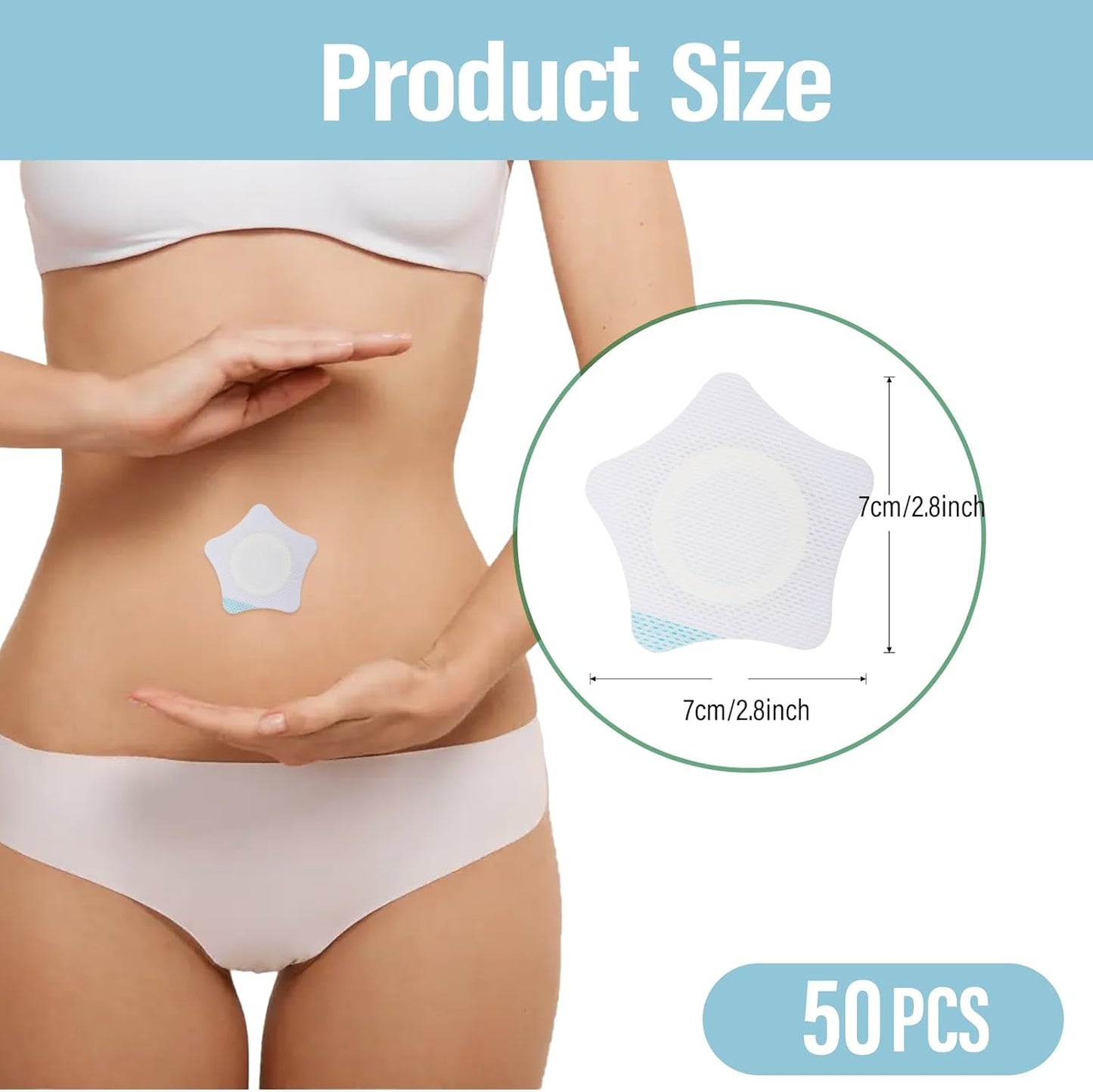 50Pcs Castor Oil Patches + 50 Cotton Cores, Breathable Non-Woven for Women, Portable Multi-Layer Anti-Leak Strong Adhesion Castor Oil Pack, 7Cm/2.75In