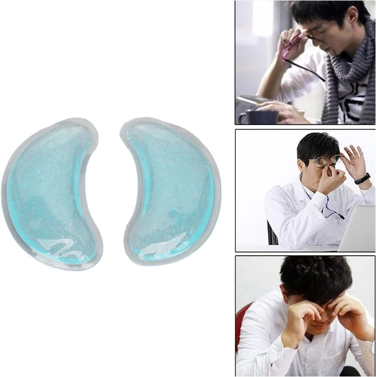 Gel Ice Pack, Reusable Cooling Eye Pads, Hot Cold Compress Leakage Proof Portable Soft and Skin Friendly under Eye Patches for Dark Circles and Puffiness