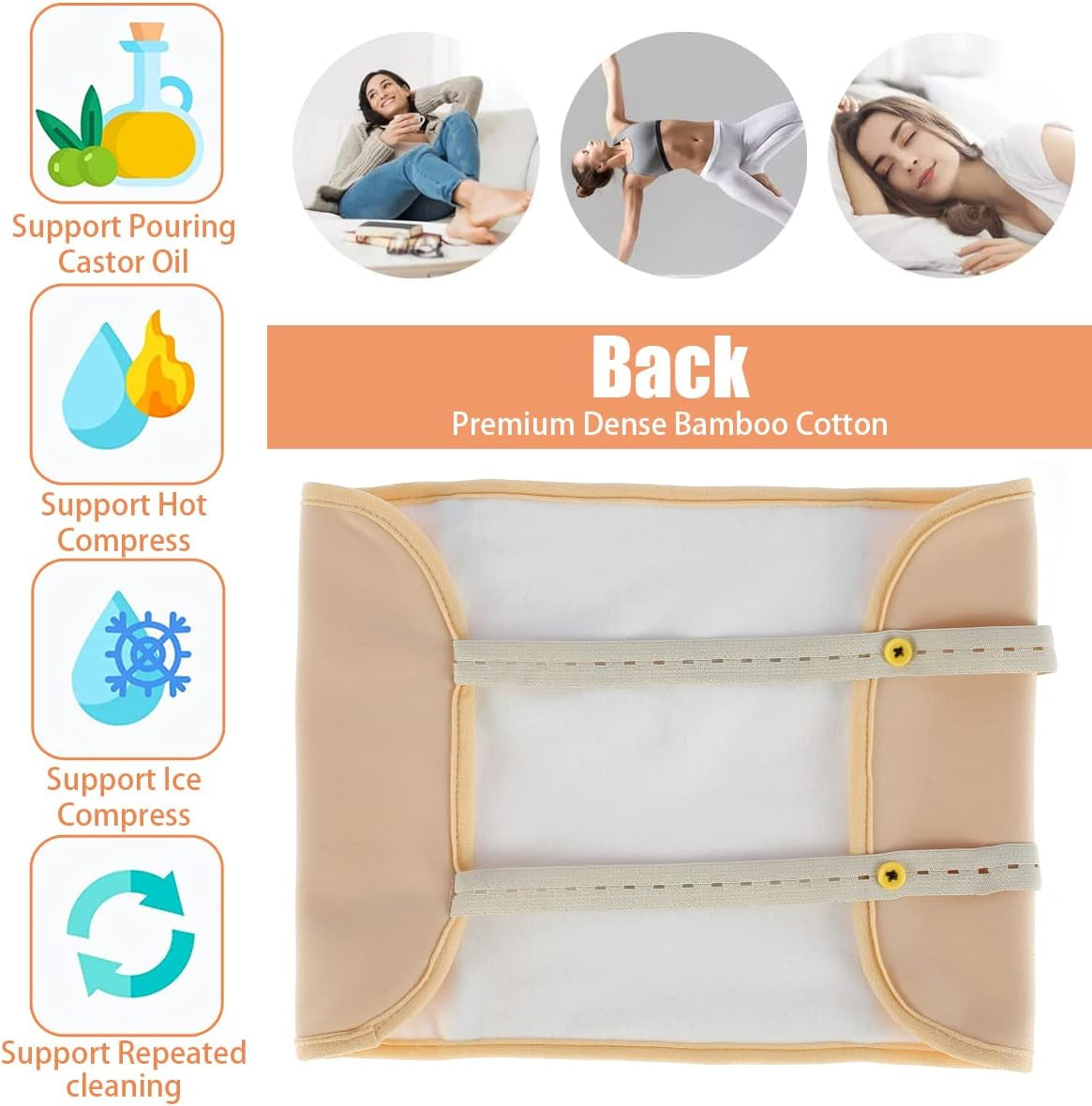 Castor Oil Wrap, Reusable Organic Castor Oil Packs Wrap for Liver Detox Castor Oils Pack Organic